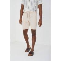 Brave Soul Men's Cotton Seersucker Shorts in Stone | Size: Medium
