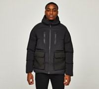 Brave Soul Puffer Bomber Jacket - Black - Size M