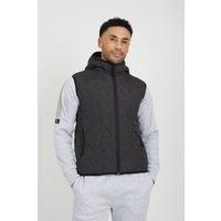 Brave Soul Men's Heat Seal Padded Hooded Gilet in Charcoal | Size: Medium