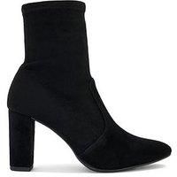 Dune Ladies Optical Stretch Sock Ankle Boots Size UK 8 Block Heel Suede Sock Boots Black