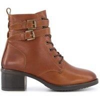 Dune Ladies Women/'s PAXAN Wide Fit Buckle Detail Ankle Boots Size UK 3 Tan Block Heel Ankle Boots