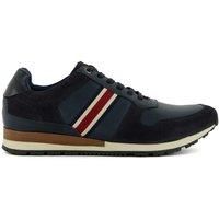 Dune Mens TRONIC Stripe Detail Leather Trainers Size UK 9 Navy Flat Heel Trainers