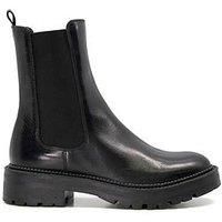 Dune Ladies Women/'s PICTURE Leather Cleated Biker Boots Size UK 3 Black Flat Heel Chelsea Boots