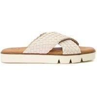 Dune London "Lexey" Ecru Leather Woven Cross Strap Sliders Beach Holiday UK 3