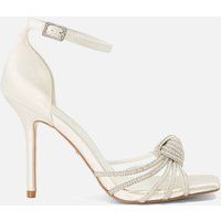 Dune London Satin Morella Crystal Knot Heeled Sandal - Ivory