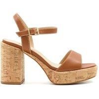 Dune Ladies JODI Cork-Platform Sandals Size UK 8 Block Heel Casual Sandals