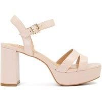 Dune London Leather Molten Mid Heel Platform Sandal - Nude Leather