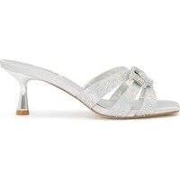 Dune Ladies MANOR Branded Metallic Diamante Heeled Mules Size UK 3 Manor Silver Stiletto Heel Heeled Sandals