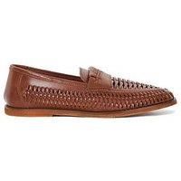 Dune Mens BRICKLES Casual Woven Loafers Size UK 10 Tan Flat Heel Casual Shoes
