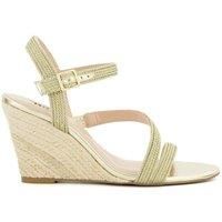 Dune London Kaia Gold Strappy Woven-Wedge Sandals