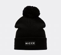 Nicce Fine Knit Bobble Beanie Hat - Black - Size ONE SIZE