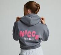 Nicce Girls Sapphire Overhead Crop Hoodie - Grey - Size M/G