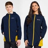 Berghaus Bowood Kids/' Waterproof Jacket with Adjustable Hood, Kids/' Rain Coat, Kids/' Hiking & Outdoor Recreation Clothing (14-15 Years, Navy/Yellow)