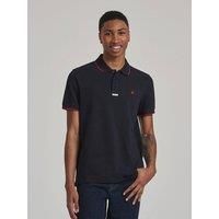 Beverly Hills Polo Club Men's TIPPED PLACKET TAG POLO SHIRT in Blue | Size: Large