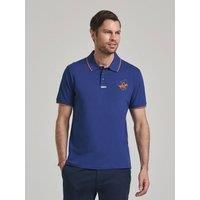 Beverly Hills Polo Club Men's TIPPED ICON PONY PLACKET TAG POLO SHIRT ROYAL in Blue | Size: 3XL