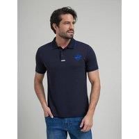Beverly Hills Polo Club Men's TIPPED ICON PONY PLACKET TAG POLO SHIRT in Blue | Size: Large