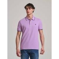 Beverly Hills Polo Club Men's TIPPED PLACKET TAG POLO SHIRT LILAC in Purple | Size: 2XL