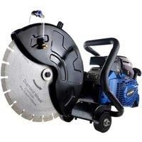 Hyundai Petrol Disc Cutter 58cc 2-Stroke, 300mm Blade Diameter & 105mm Cutting Depth, 12” with Diamond Cutting Disc, Wheeled Skid Plate & 3 Year Warranty