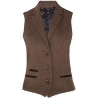 Womens Tweed Herringbone Blazer Jacket Waistcoat Brown 1920 Vintage Tailored