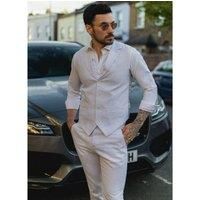 Men Summer Suit Waistcoat Trousers Grey Wedding TruClothing