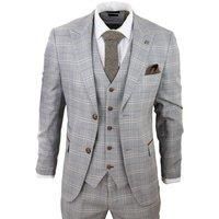 Paul Andrew Francis Men's Grey 3 Piece Suit Tan Brown Check