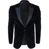 Mens Black Velvet Tuxedo Blazer Satin Peak Lapels Dinner Jacket Wedding Prom Black Tie - Black 36