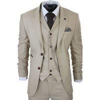 Men's 3 Piece Cream Prince Of Wales Check Suit | TruClothing