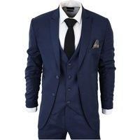 Men/'s Classic Navy Blue Suit 3 Piece Tailored Fit Vintage Office Wedding Prom - Navy 46