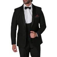 Men/'s Black Tuxedo Suit 3 Piece Shawl Lapel Formal Wedding Dress - Black 42