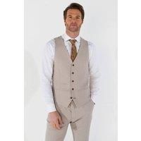 TruClothing Men/'s Waistcoat Beige Birdseye Tailored Fit Summer Wedding Vest - Stone 42