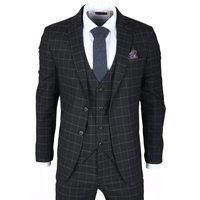 TruClothing IM3 - Men's Black Checked Tailored Fit Suit