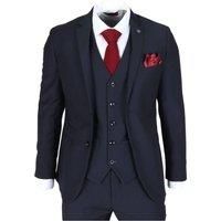 Men/'s Suit Navy Blue 3 Piece Tailored Fit Formal Dress - Navy 48