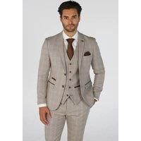 Paul Andrew Leo - Men's Beige 3 Piece Checked Suit