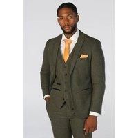 Men/'s Suit 3 Piece Olive Green Wool Blend Tweed Tailored Fit Formal Dress - Olive 48