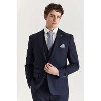 Men/'s Suit Navy Blue 3 Piece Prince of Wales Checked Tailored Fit Formal Dress - Navy 38