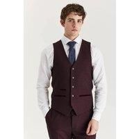 TruClothing Men/'s Burgundy Waistcoat Plaid Check Formal Suit Vest - Wine 46