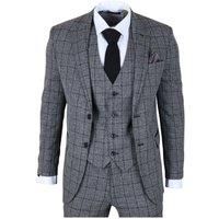 IM11 - Men's Charcoal 3 Piece Tailored Fit Check Suit