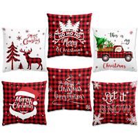 Christmas Cushion Covers Set Of 6, 45 x 45 cm, Red Black Xmas