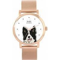 Toff London Ladies Black and White Border Collie Dog Head Watch