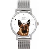 Toff London Ladies Brown German Shepherd Dog Head Watch