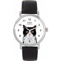 Toff London TLWS-32231 Ladies Black And White Cat Head Watch
