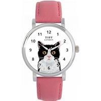 Toff London Ladies Black and White Cat Head Watch