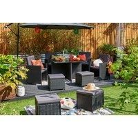 8 Seater Rattan Cube Outdoor Dining Set - Black, Brown, Or Grey