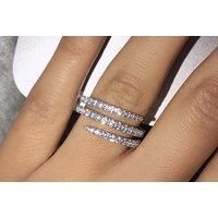 Silver-Plated Three Row Ring - 6 Sizes