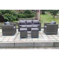 7-Seater Rattan Garden Furniture Set - Dark Grey