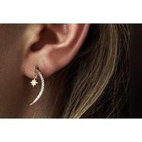 Gorgeous Gold Tone Moon & Star Earrings - Silver