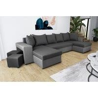 Ibra Fabric U-Shaped Corner Sofa Bed - 2 Colours! - Black