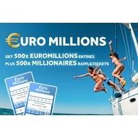 500 Euromillions Lines & 500 Millionaires Raffle Tickets - £110 Million Jackpot