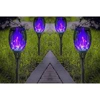 Solar Led Flickering Flame Torch Lights - Quantity & Colour Options! - Purple