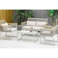 Grey 4-Seater Patio Wicker Sofa Set